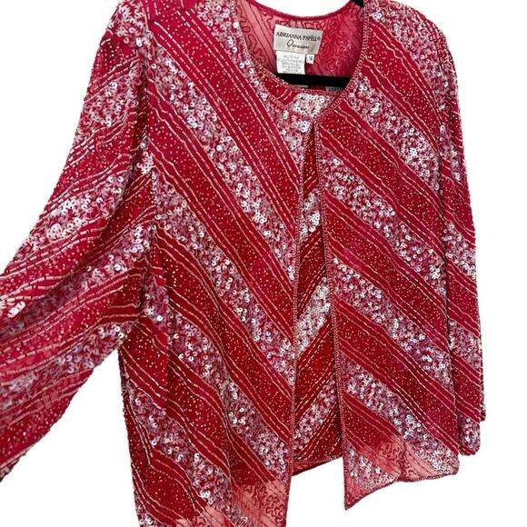 Vintage Adrianna Papell sequin top and‎ jacket set large candy cane - Picture 1 of 9